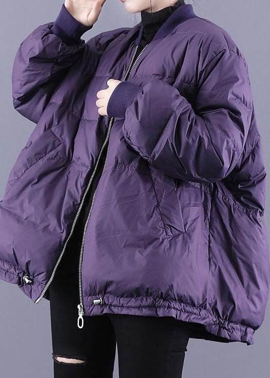Art Purple Zip Up drawstring Fine Cotton Filled thick Winter jackets CK108- Fabulory