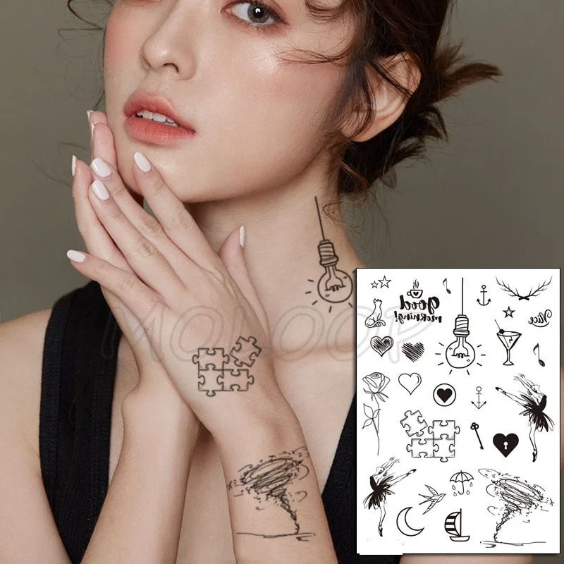 Temporary Tattoo Stickers Rudder Anchor Ocean Waves Fake Tatto Waterproof Tatoo Back Leg Arm Belly Big Size for Women Men Girl