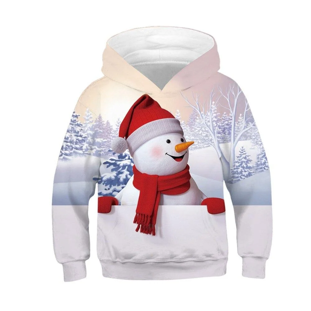 2021 Trendy Fashion Starry Boy Unicor Girl Sweatshirt Hoodie Spring Cartoon Snowman Horse Hooded Jacket Children Pullover Top