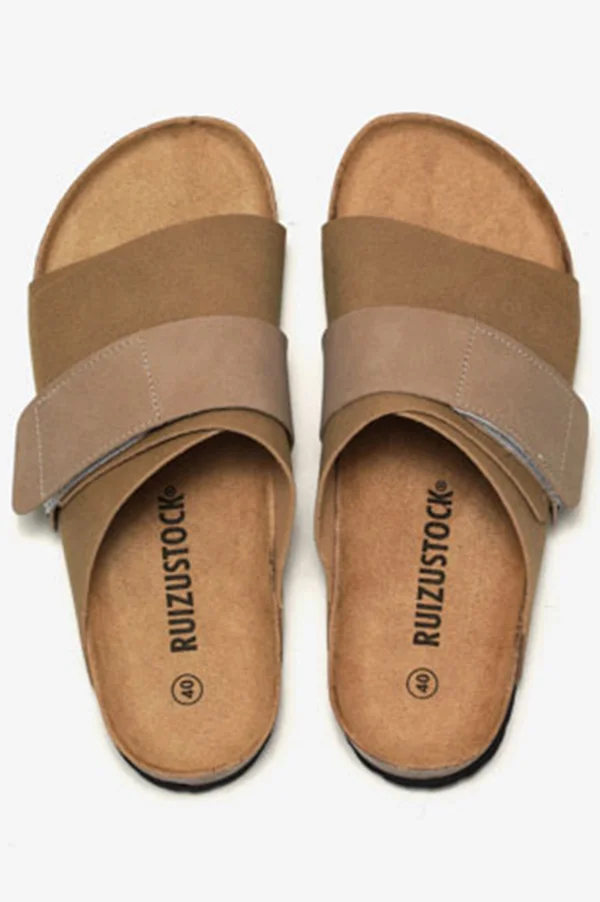 Frosted Leather Beach Slip-on Sandals