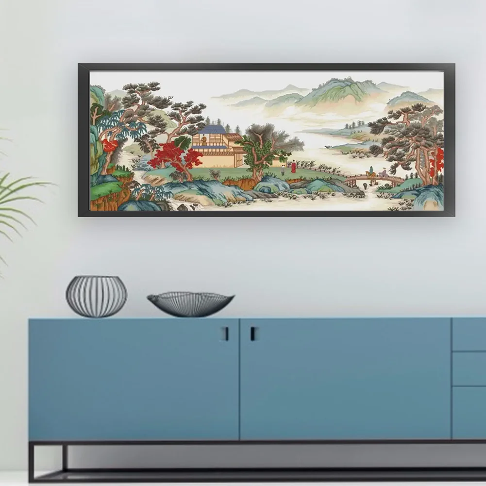 11CT Full Stamped Cross Stitch - Landscape(Canvas|195*83CM)