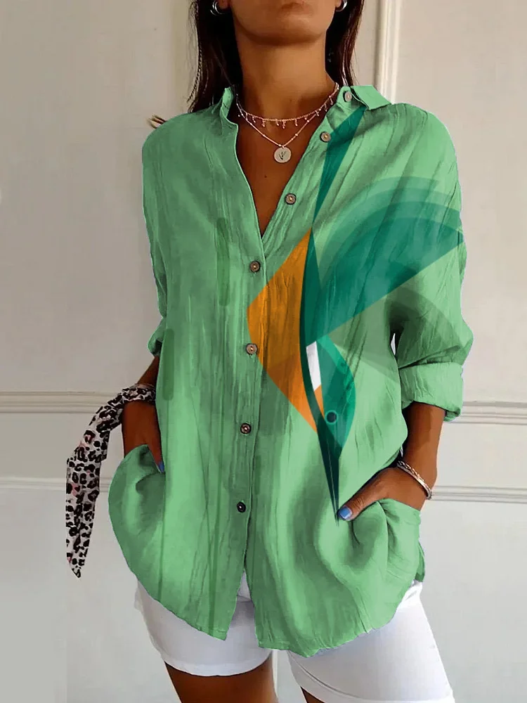 Vintage Bird Art Print Casual Long Sleeve Shirt