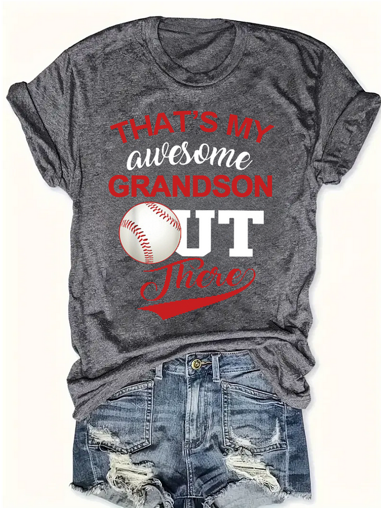 AL™ That‘s my awesome grandson out there T-shirt Tee -07029-Annaletters