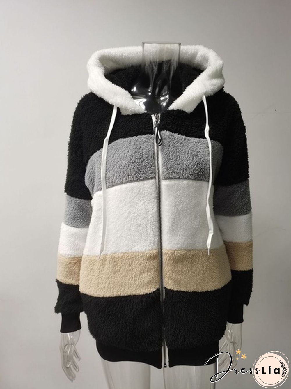 New Trend Women's Fashion Jacket Hooded Winter Warm Plush Loose Jacket for Women Patchwork Winter Outerwear Faux Fur Zipper Ladies Parka Coat Plus Size 6 Colors