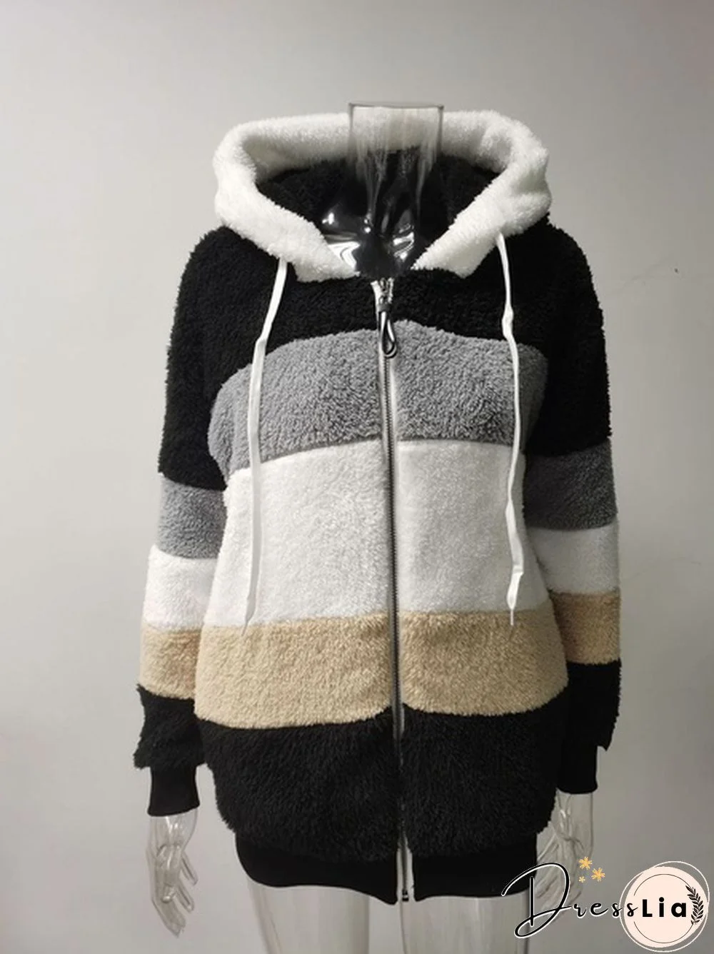 New Trend Women's Fashion Jacket Hooded Winter Warm Plush Loose Jacket for Women Patchwork Winter Outerwear Faux Fur Zipper Ladies Parka Coat Plus Size 6 Colors