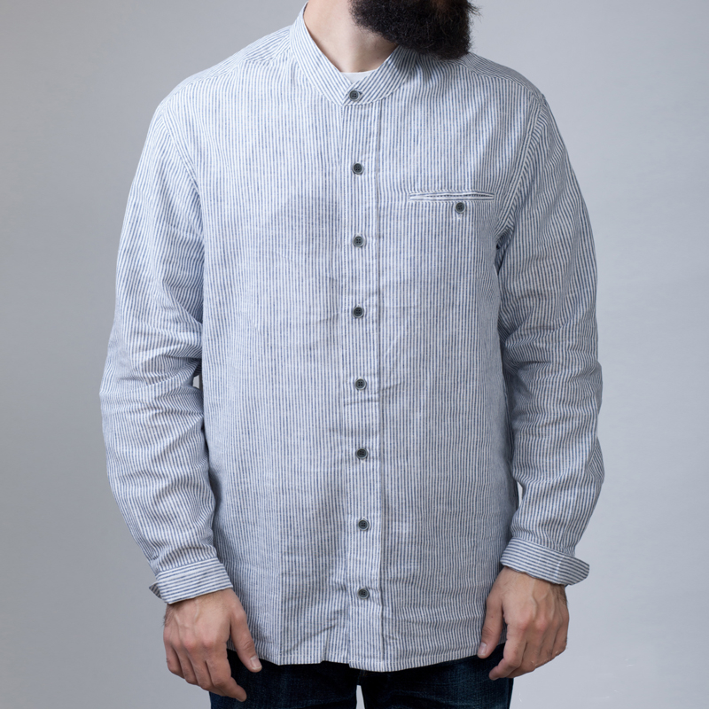 Men's Grey Linen Single Breasted Shirt