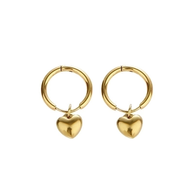 Minimalist Heart Shape Titanium Steel Plating Earrings 1 Pair