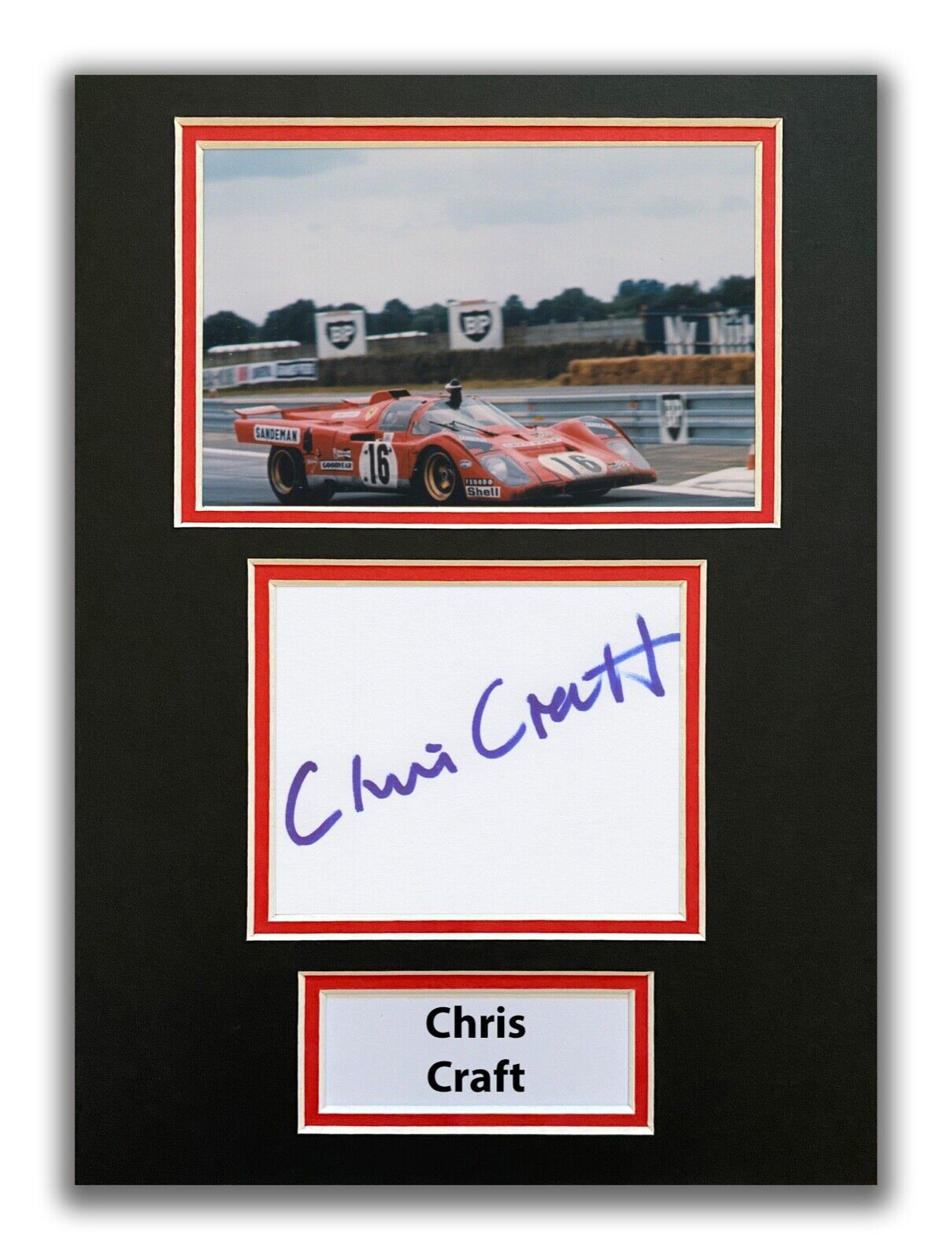 CHRIS CRAFT HAND SIGNED A4 MOUNTED Photo Poster painting DISPLAY - LE MANS - AUTOGRAPH 2.