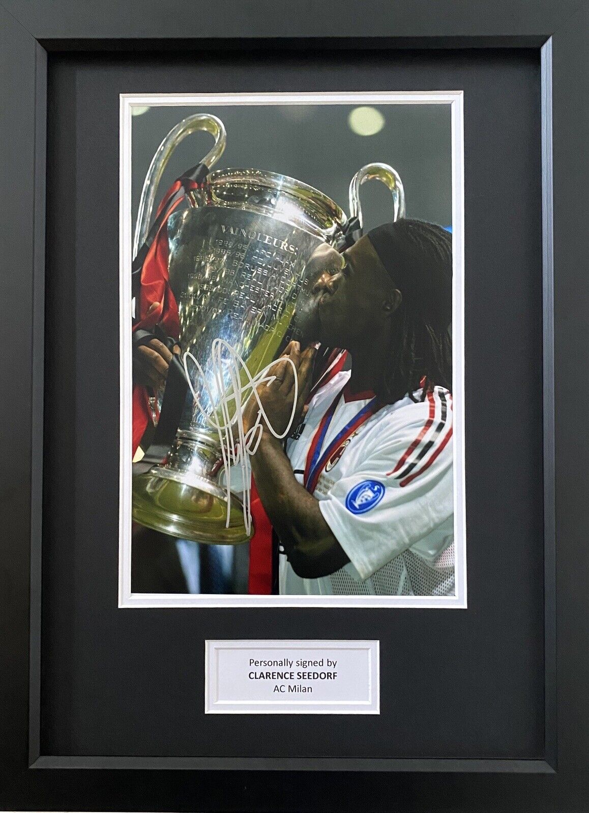 Clarence Seedorf Hand Signed AC Milan Photo Poster painting In A3 Frame Display