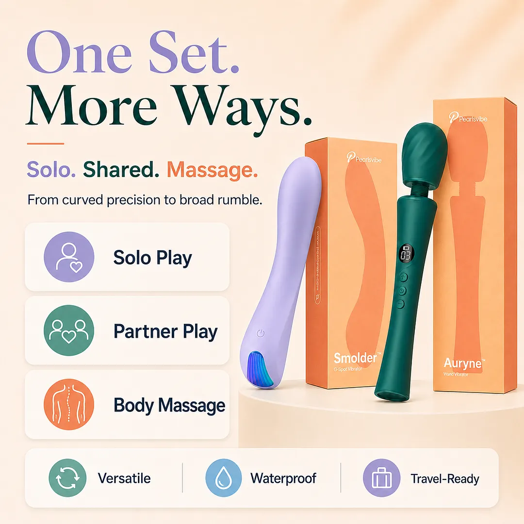 Curves & Rumbles Set - Pearlsvibe&reg; Smolder&reg; G-Spot Vibrator & Auryne&reg; Wand Massager