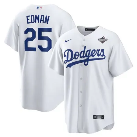 Youth Los Angeles Dodgers #25 Tommy Edman  White 2025 World Series Home Replica Player Jersey