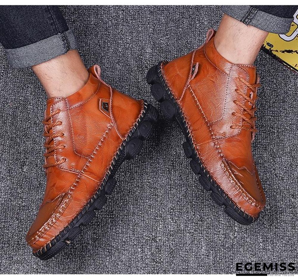 Cow Split Leather Men Boots Comfortable Boots Men Footwear Rubber Ankle Boots Men's Shoes | EGEMISS