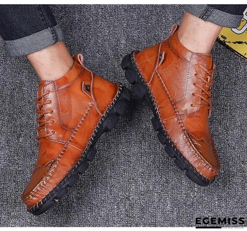 Cow Split Leather Men Boots Comfortable Boots Men Footwear Rubber Ankle Boots Men's Shoes | EGEMISS