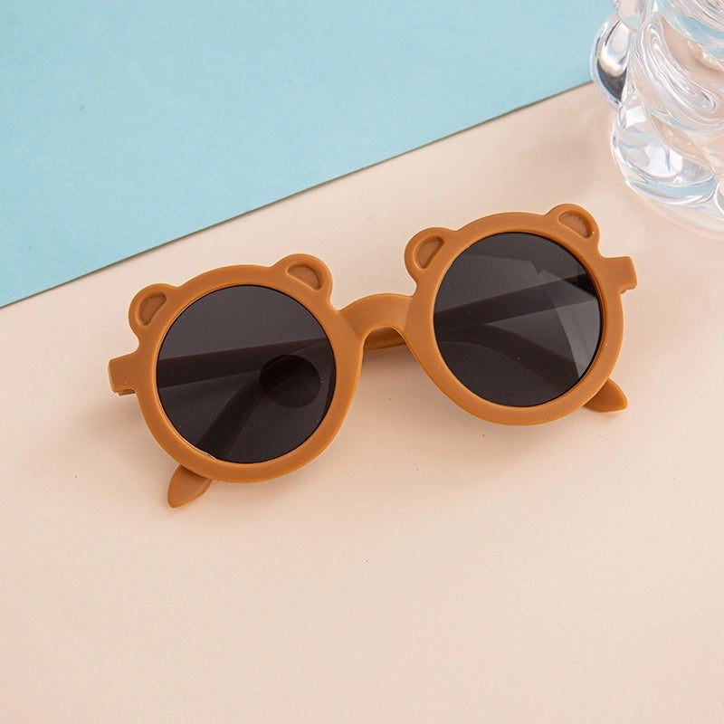 Vintage Style Bear Pc Round Frame Full Frame Kids Sunglasses