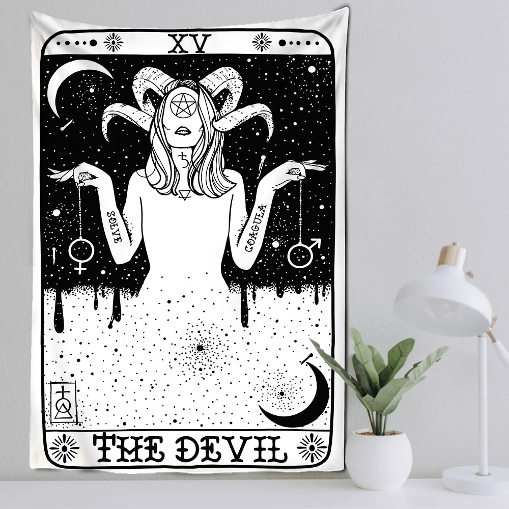 Athvotar Card Tapestry Wall Hanging Astrology Divination Sun And Moon Wall Hanging Hippie Bohemian Wall Rugs Dorm Decor Blanket