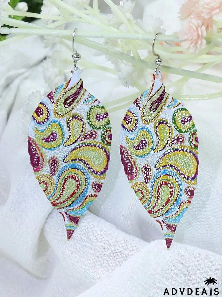 Paisley Pattern Leaf Drop Earrings