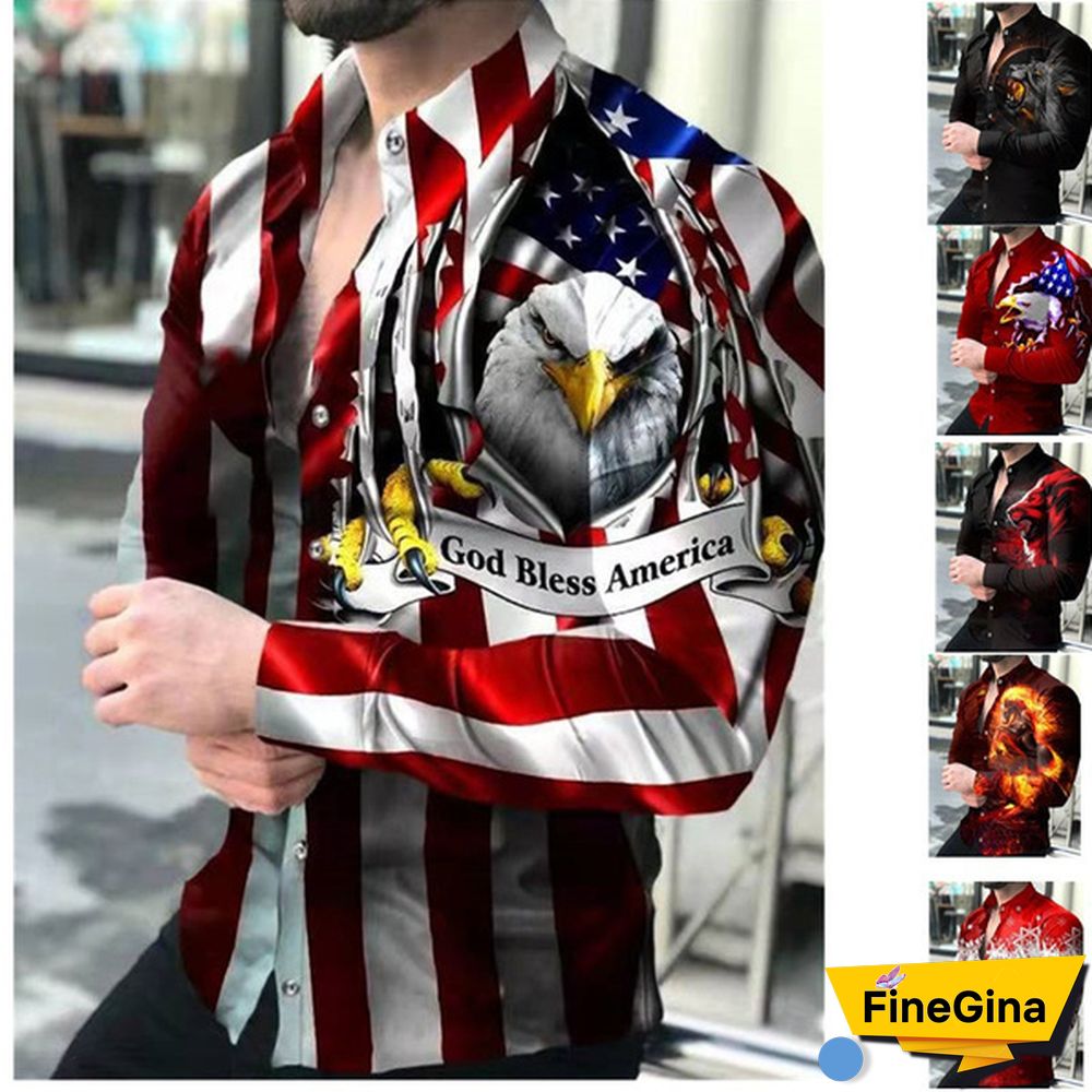 Spring European and American New Style Shirt Men's Long-sleeved Animal Print Shirt Fashion Cardigan