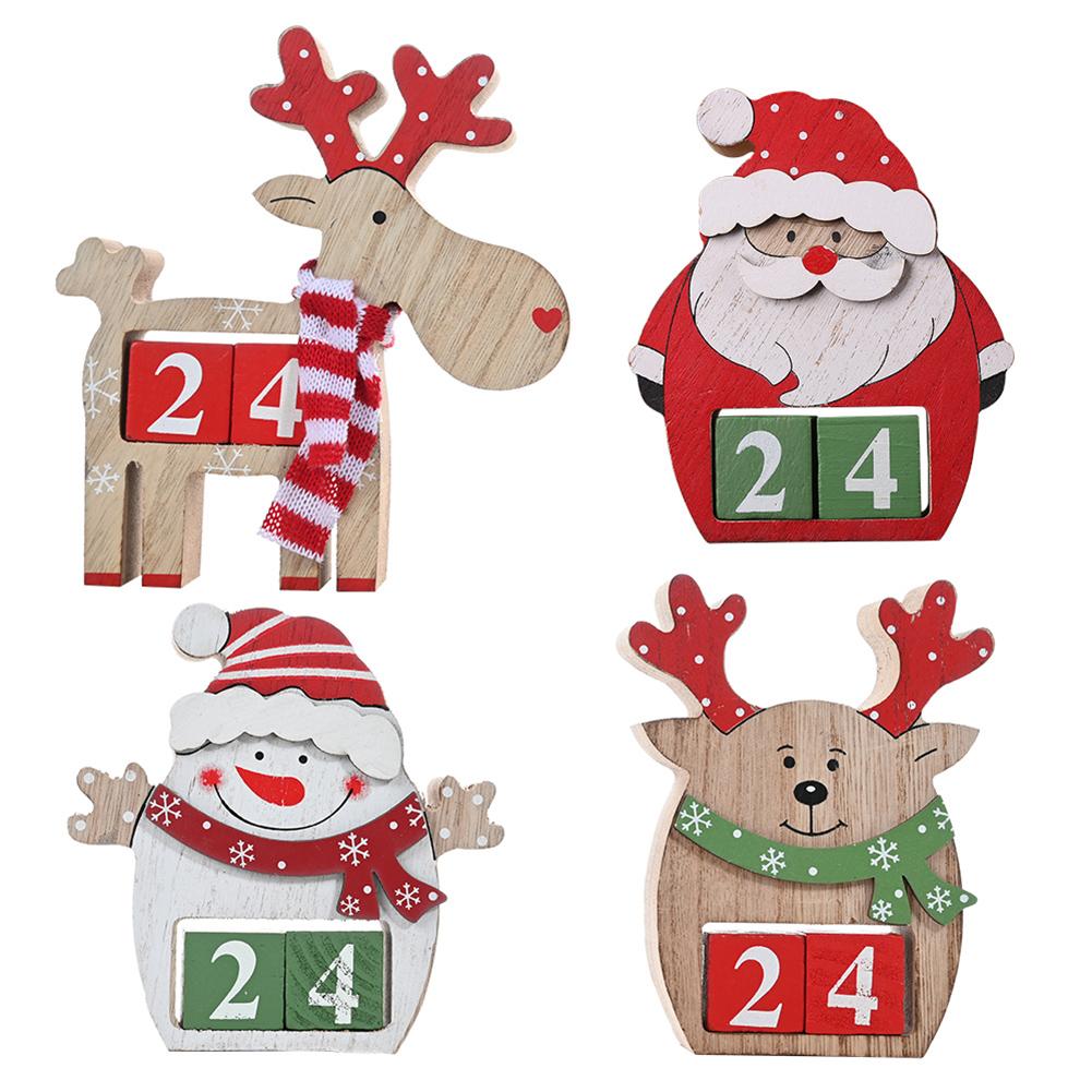 

Wooden Christmas Calendar Santa Claus Pendant Home Desktop Ornament Craft, Christmas snowman, 501 Original