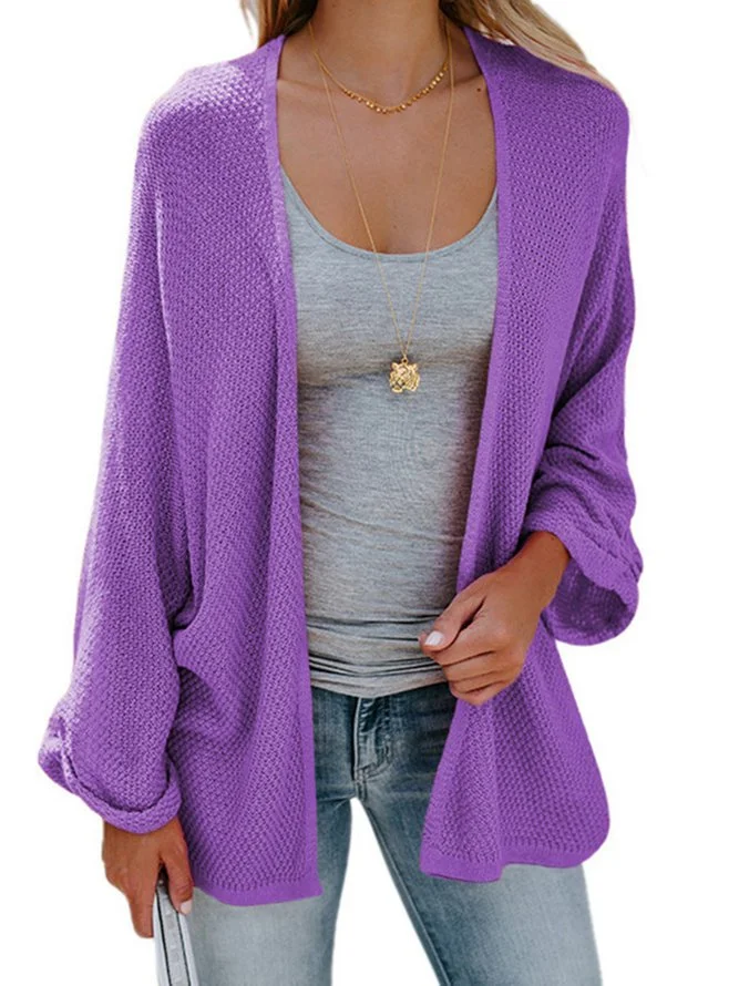 Knitted Batwing Cotton-blend Plus Size Coats