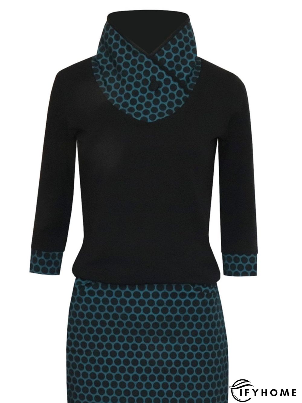 Cotton-Blend Printed Long Sleeve Casual Knitting Dress | IFYHOME