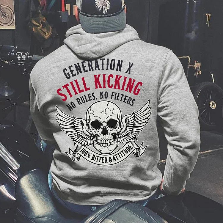 Generation X Still Kicking, No Rules, No Filters' Skull Graphic Crewneck, Gen X Crewneck, Custom Year Shirt