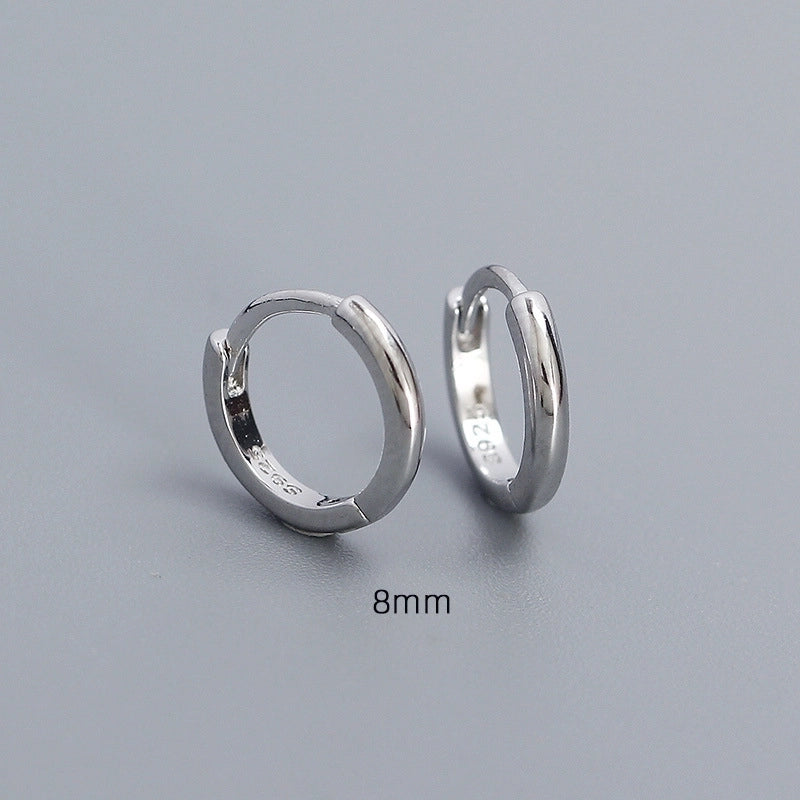 1 Pair 925 Sterling Silver Round Hoop Earrings
