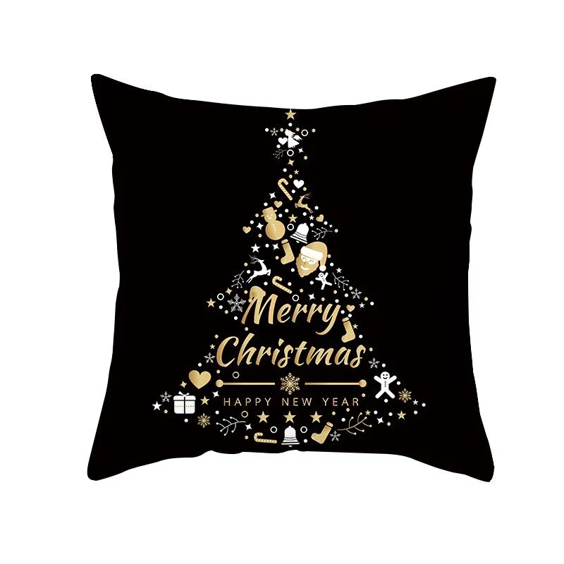 Black Gold Christmas Pillowcase Snowflake Elk Xmas Tree Pillow Merry Christmas Decoration for Home Navidad Present Noel 2021 New