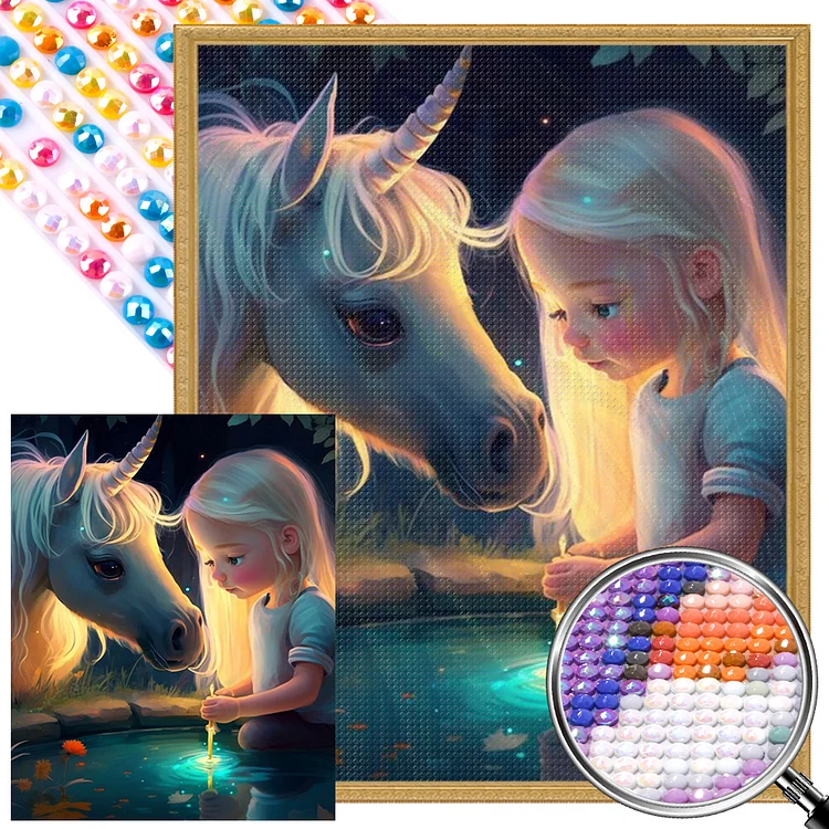 Unicorn Girl 40*50CM(Canvas) AB Round Drill Diamond Painting gbfke