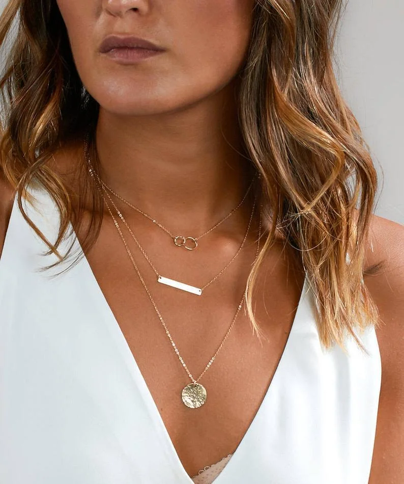 3 Layered Geometric Pattern Necklace