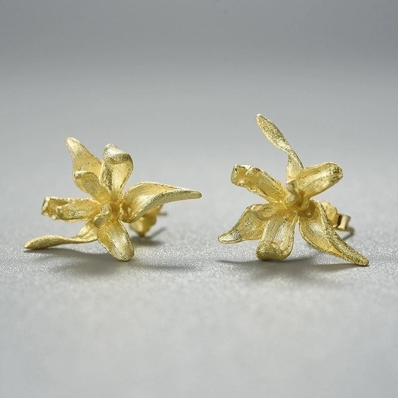 1 Pair 925 Sterling Silver Flower Ear Studs