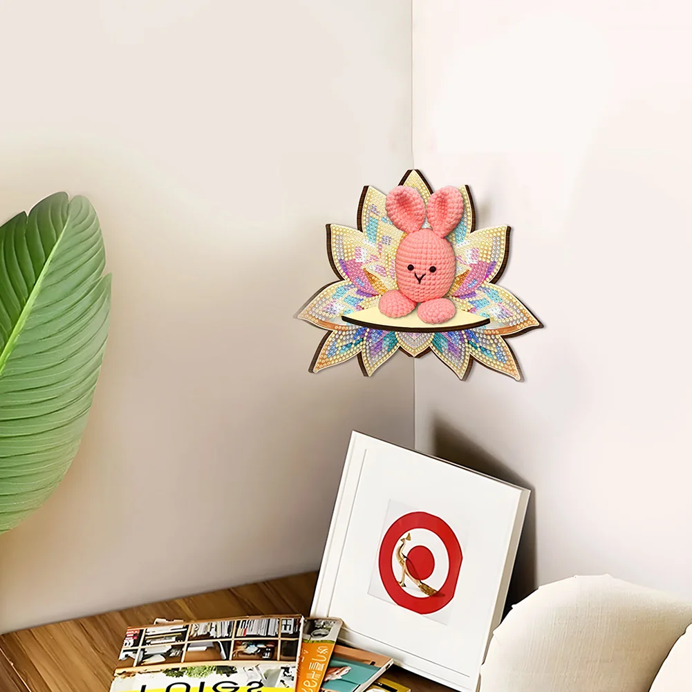 Lotus 5D DIY Diamond Painting Art Corner Shelf for Kitchen Bedroom Home Decor
