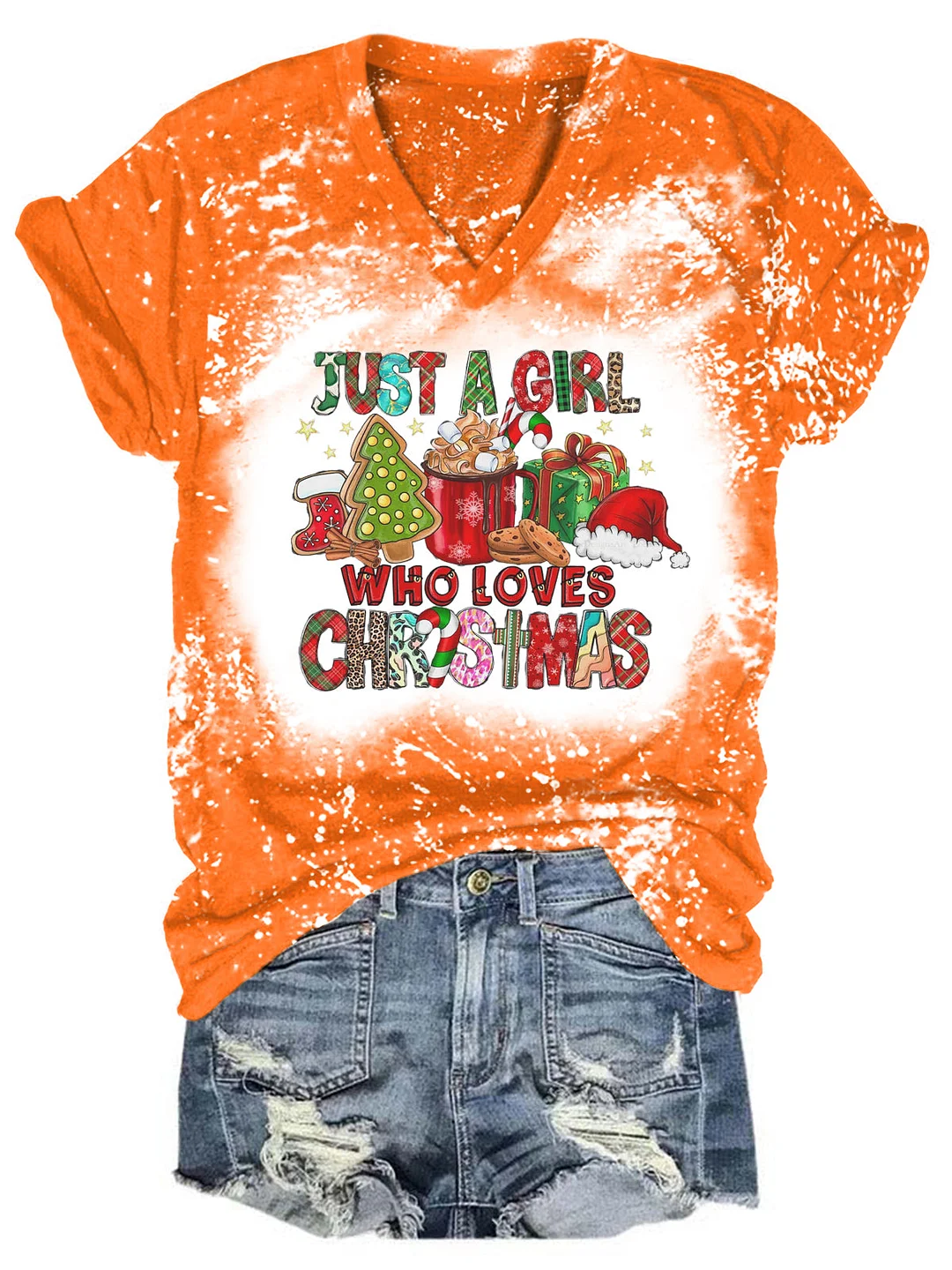 Just A Girl Who Loves Christmas Bleaching T-shirt