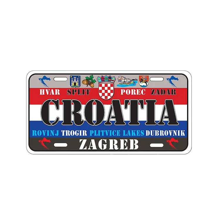 Croatia - Car License Tin Signs/Wooden Signs - Calligraphy Series - 6*12inches