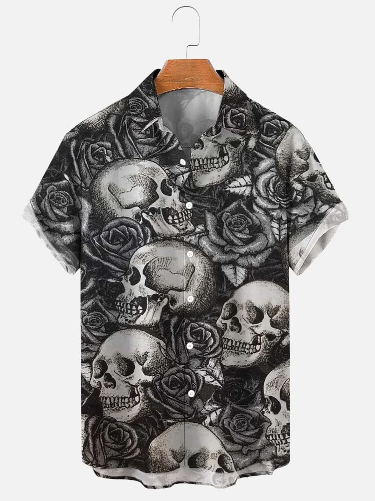 Men's Hawaiian Vintage Skull Print Shirt