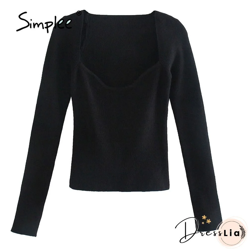 Simplee Sexy sheath women's pullover autumn High street solid slim jumper sweater female Fashion ladies long sleeve top