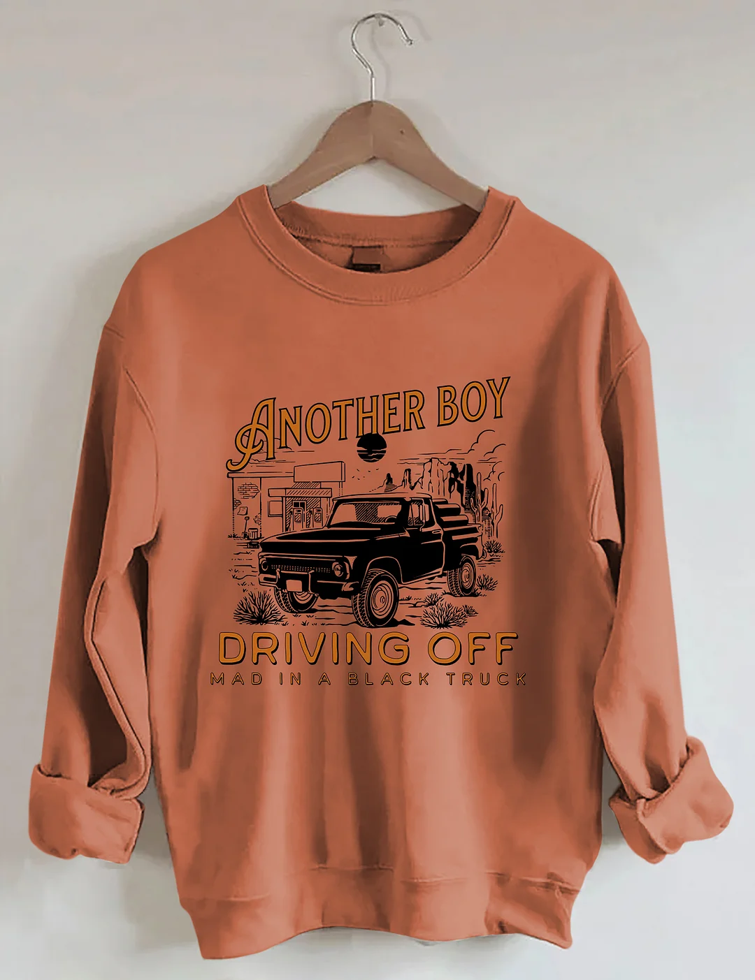 Boy Driving Off Mad Black Truck Sweatshirt