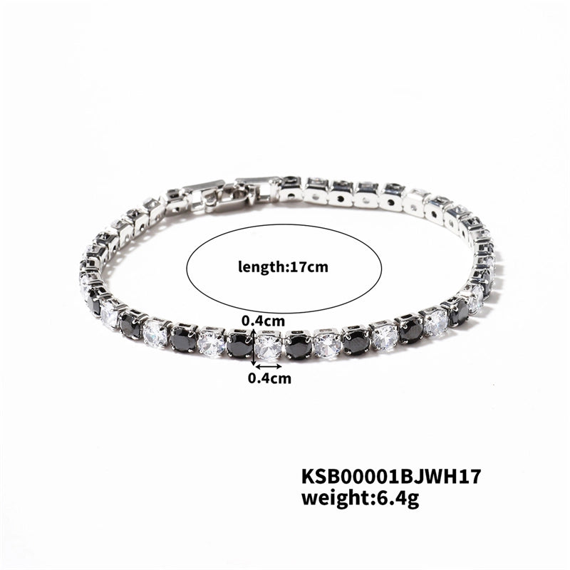 Hip-Hop Solid Color Copper Inlay Zircon K Gold Plated Rhodium Plated Unisex Tennis Bracelet