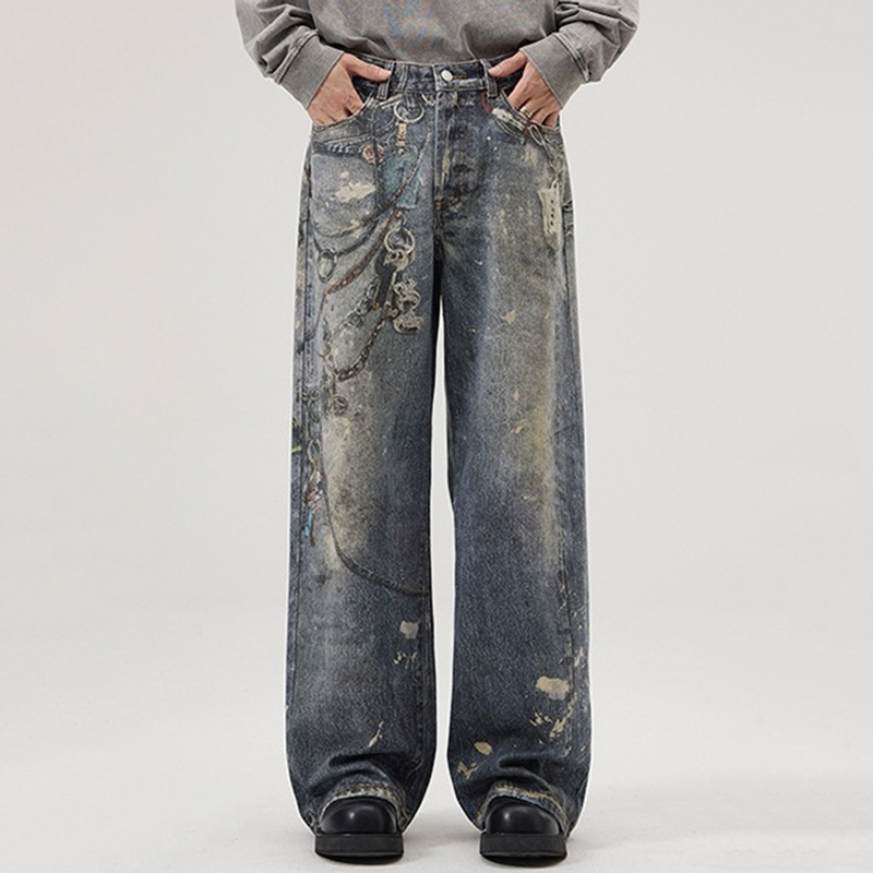 Sopula Unisex Fashion Digital Printed Chain Street Jeans - SOPULA
