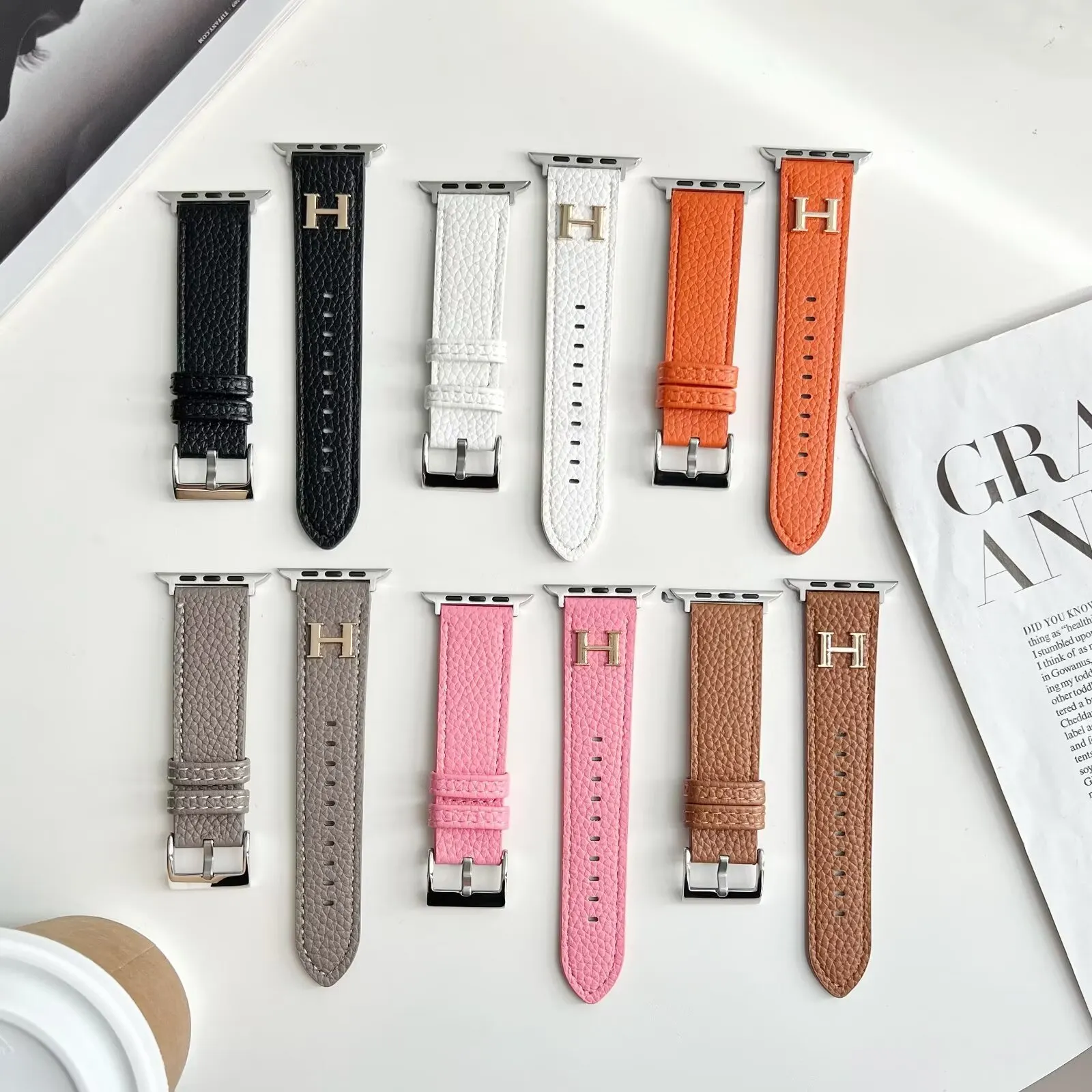 Herm&egrave;s Genuine Leather Apple Watch H-label Replacement Strap iWatch Band