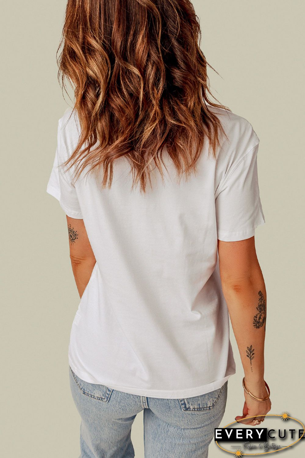 White America Stars Pattern Print Short Sleeve Graphic Tee