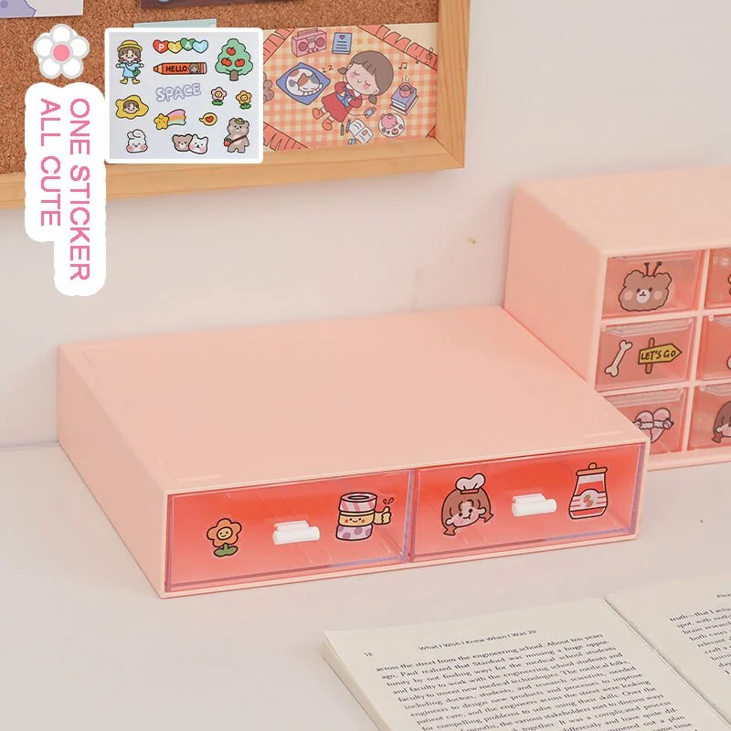 W&G Ins Drawer Type Desktop Storage Box Transparent Student Dormitory Miscellaneous Cosmetics Rack Desk Kawaii Organize Box 2021