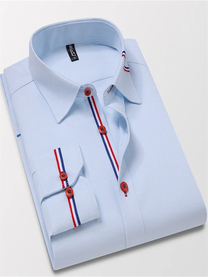 Autumn New Men's Shirts Korean Version of The Oxford Spinning Solid Color Long-sleeved Career Shirt Men's Shirts-JRSEE