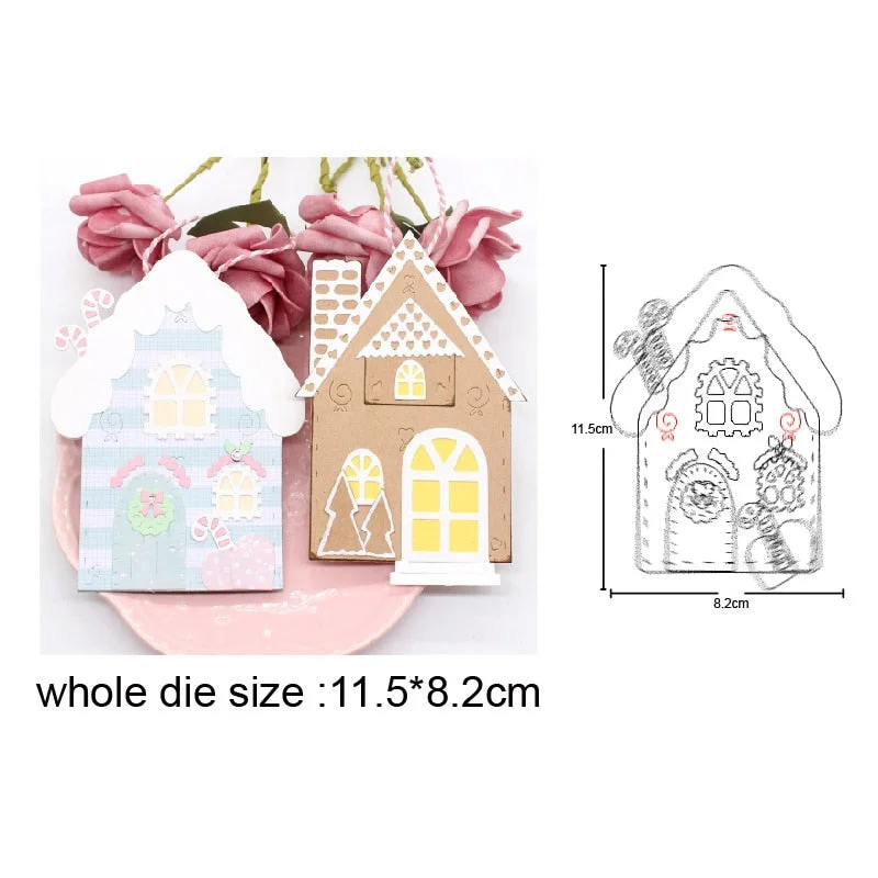 Christmas House Tree Metal Cutting Dies Stencils dies for DIY Scrapbooking Dies Decorative Embossing Die Cuts Paper Cards Making
