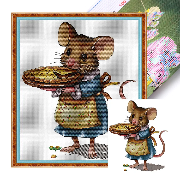 『Joy Sunday』Mrs. Mouse - 14CT Stamped Cross Stitch(36*40cm)