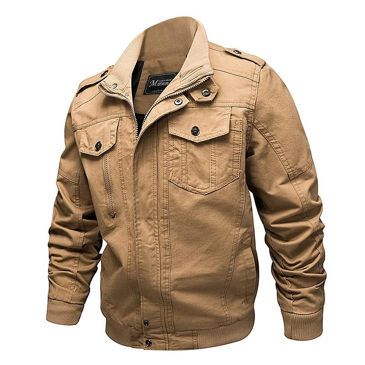 Men Fit Bomber Jacket Windbreaker Moto Street Coat for men Spring and Autumn Casual plus Size Coat Cotton Epaulet Air Force One for men Jacket