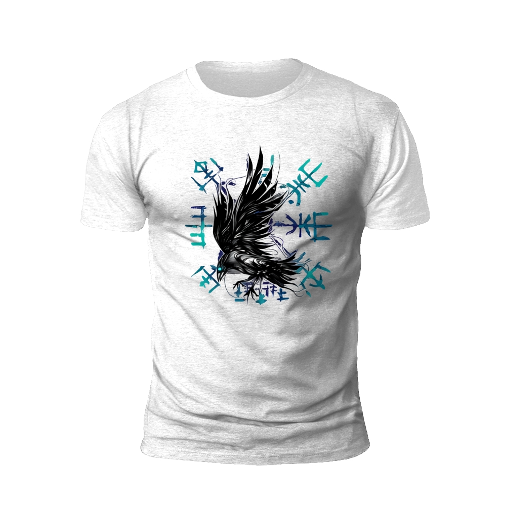 Mystic Flight: The Raven's Rune Circle T-shirt