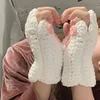 Girls Gift Idea Hand Woven Half Fingers Cat Paws Wool Gloves
