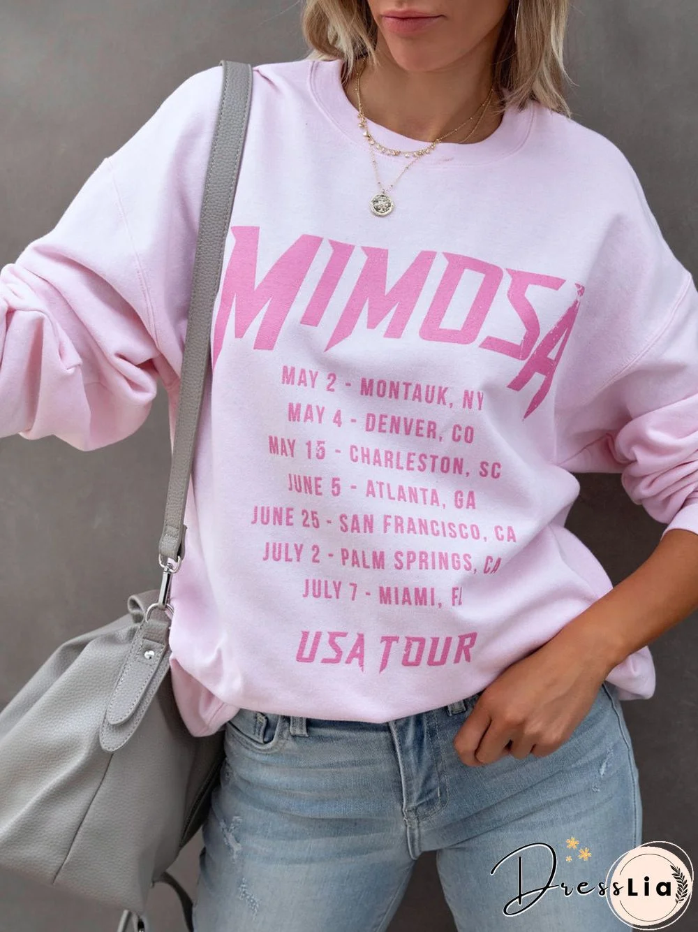 Casual Text Letters Autumn Micro-Elasticity Daily Long sleeve Crew Neck Regular H-Line Sweatshirts for Women