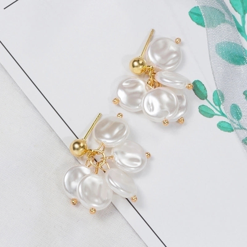 1 Pair Fashion Flower Alloy Plating Artificial Pearls Women’s Drop Earrings