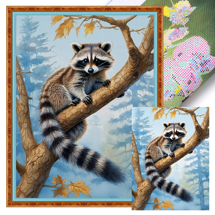 Raccoon On The Tree (40*55cm) 11CT Stamped Cross Stitch gbfke